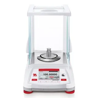 OHAUS Halbmikrowaage AX125D Höchstlast: 82 g / 120 g. Ablesbarkeit: 0,00001 g / 0,0001 g